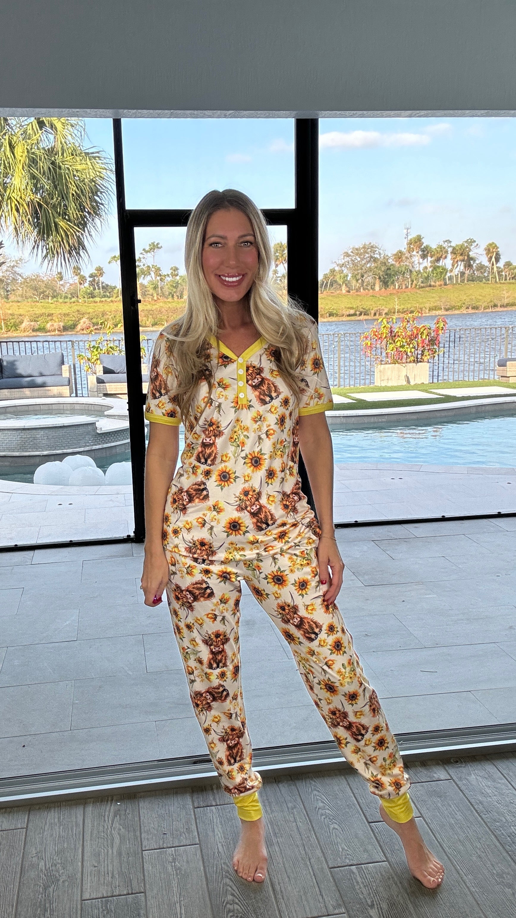 Preorder Shirley & Stone Highland Cow Pajama Collection-220 Lounge wear/Pajamas- Simply Simpson's Boutique is a Women's Online Fashion Boutique Located in Jupiter, Florida