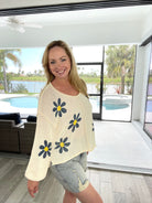 Pol Color Me Daisies Lightweight Knit Top-150 Sweaters- Simply Simpson's Boutique is a Women's Online Fashion Boutique Located in Jupiter, Florida