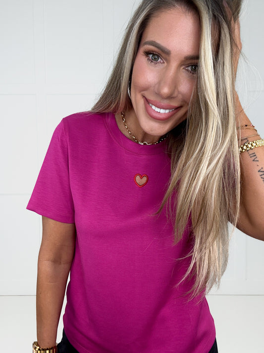 I Heart You Raspberry Top-100 Short Sleeves- Simply Simpson's Boutique is a Women's Online Fashion Boutique Located in Jupiter, Florida