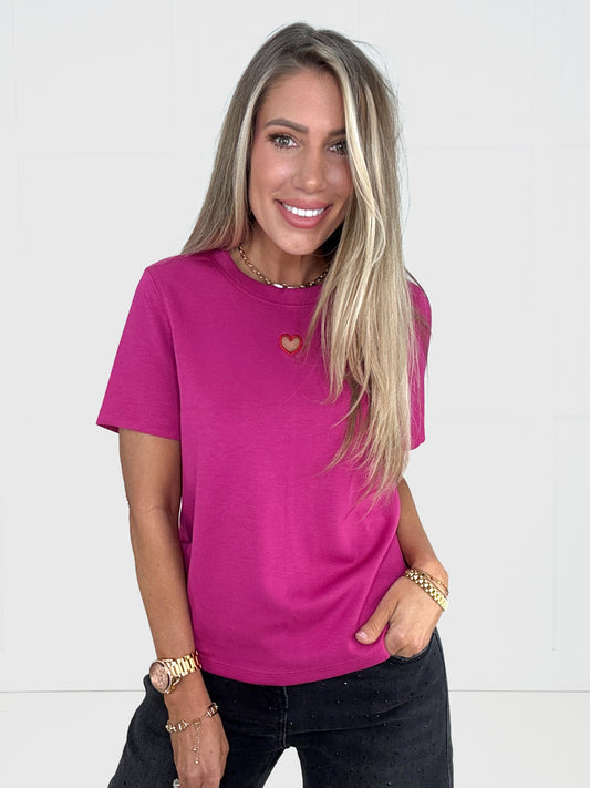I Heart You Raspberry Top-100 Short Sleeves- Simply Simpson's Boutique is a Women's Online Fashion Boutique Located in Jupiter, Florida