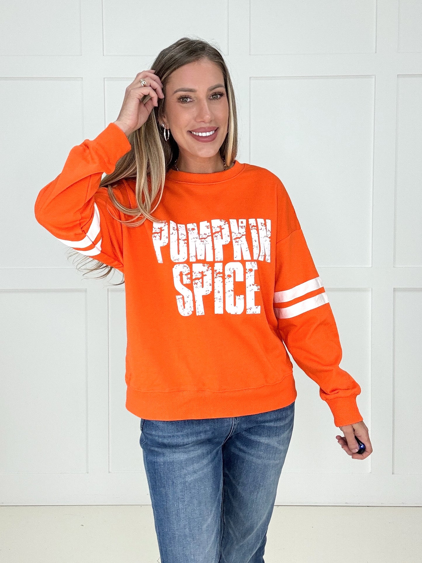 Pumpkin Spice Varsity Pullover