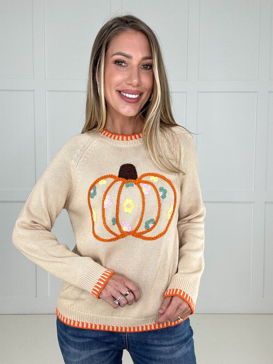 Petals & Pumpkins Sweater-110 Long Sleeves- Simply Simpson's Boutique is a Women's Online Fashion Boutique Located in Jupiter, Florida