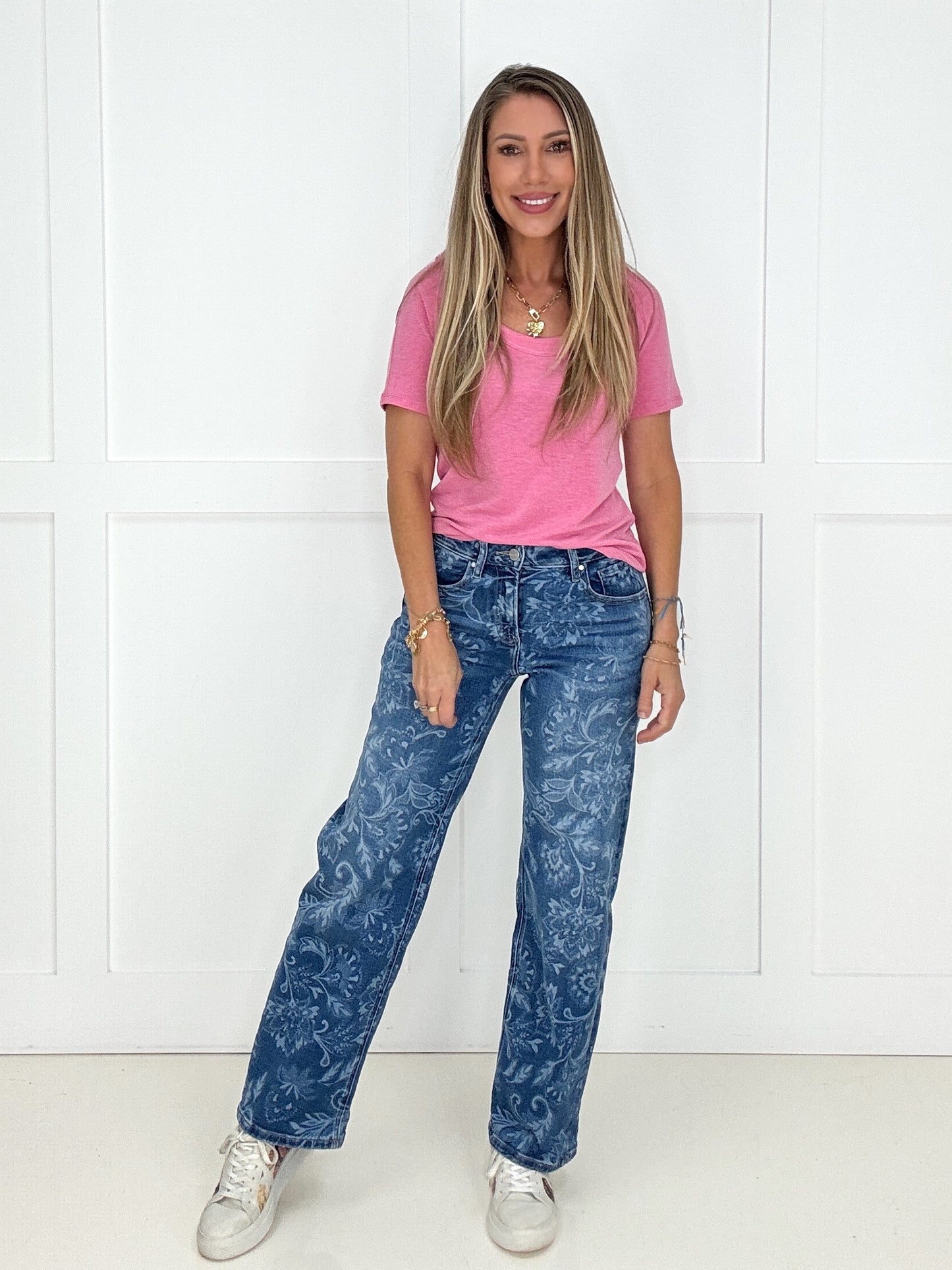 Risen Secret Garden Straight Leg Jeans-200 Jeans- Simply Simpson's Boutique is a Women's Online Fashion Boutique Located in Jupiter, Florida
