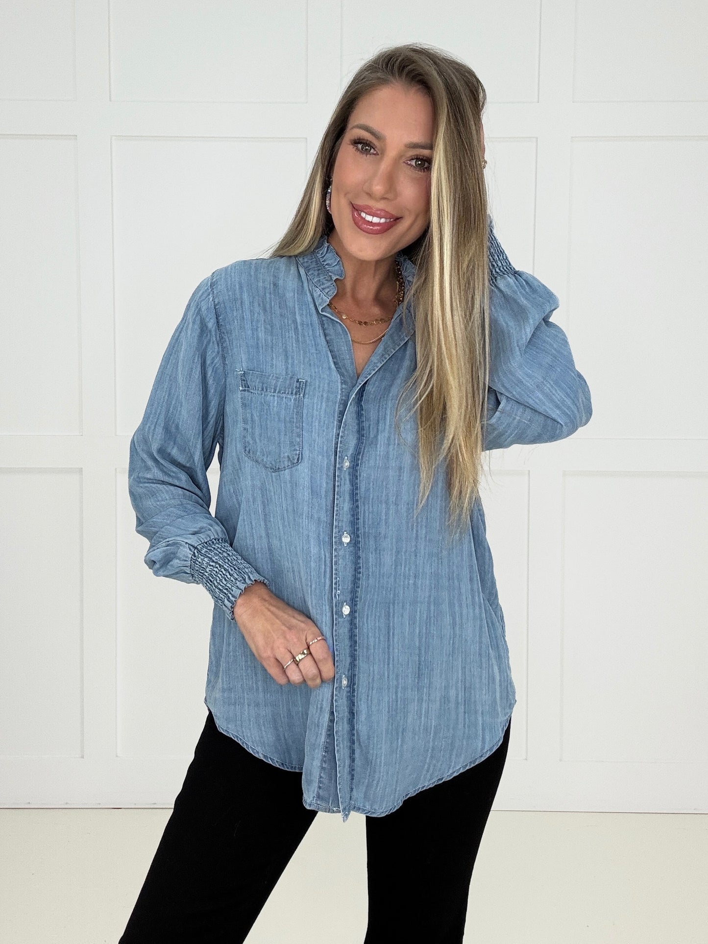 Charmed in Chambray Top