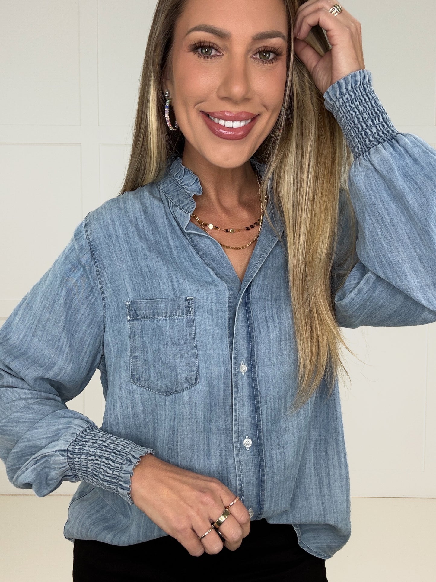 Charmed in Chambray Top
