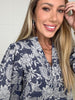 Paisley Floral V-Neck Denim Blouse-100 Short Sleeves- Simply Simpson's Boutique is a Women's Online Fashion Boutique Located in Jupiter, Florida