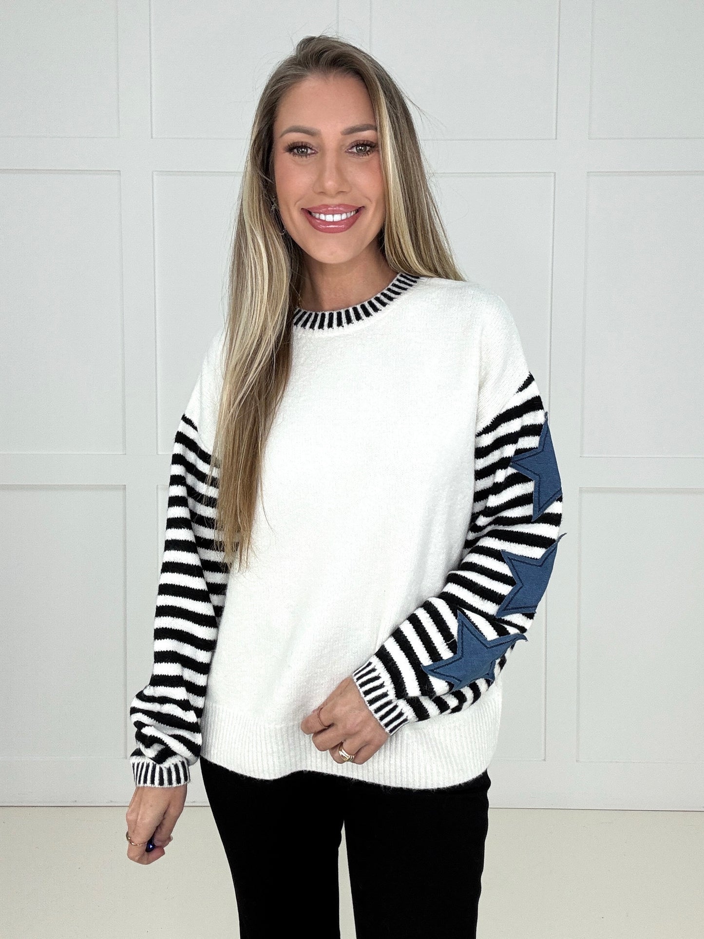 Starry Side Stripe Sweater