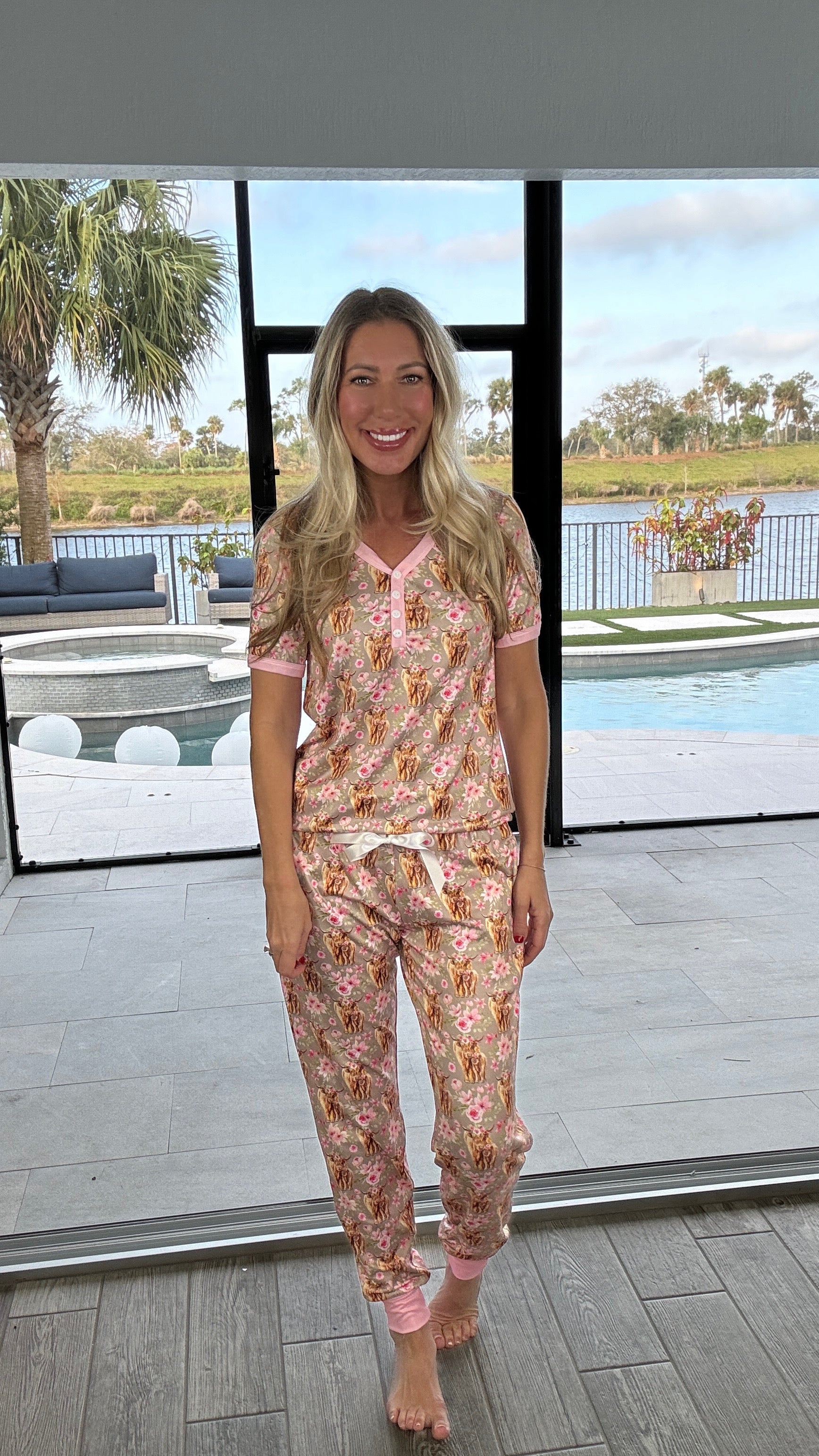 Preorder Shirley & Stone Highland Cow Pajama Collection-220 Lounge wear/Pajamas- Simply Simpson's Boutique is a Women's Online Fashion Boutique Located in Jupiter, Florida