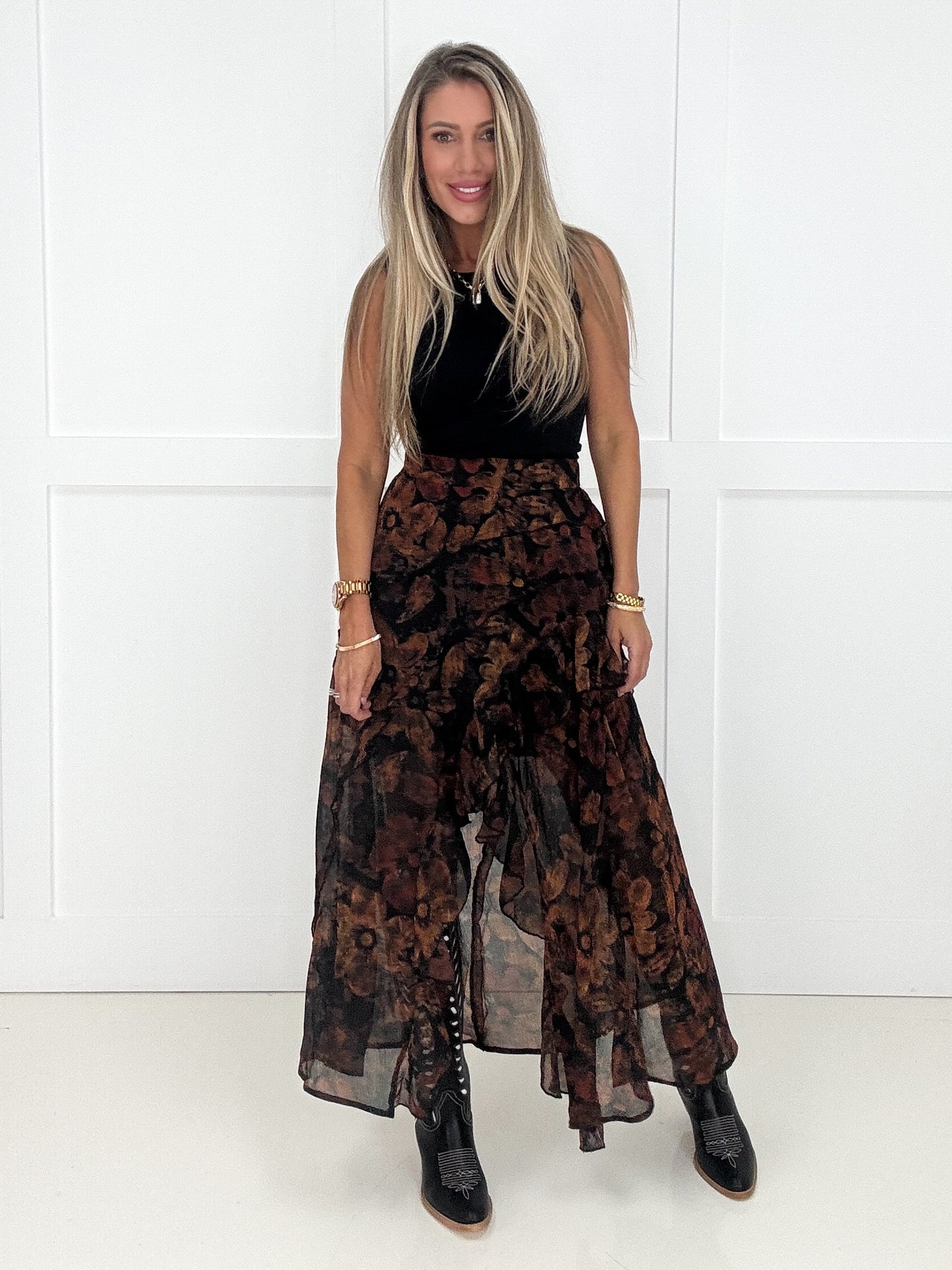 Midnight Blooms Maxi Skirt-190 Skirts/Shorts- Simply Simpson's Boutique is a Women's Online Fashion Boutique Located in Jupiter, Florida