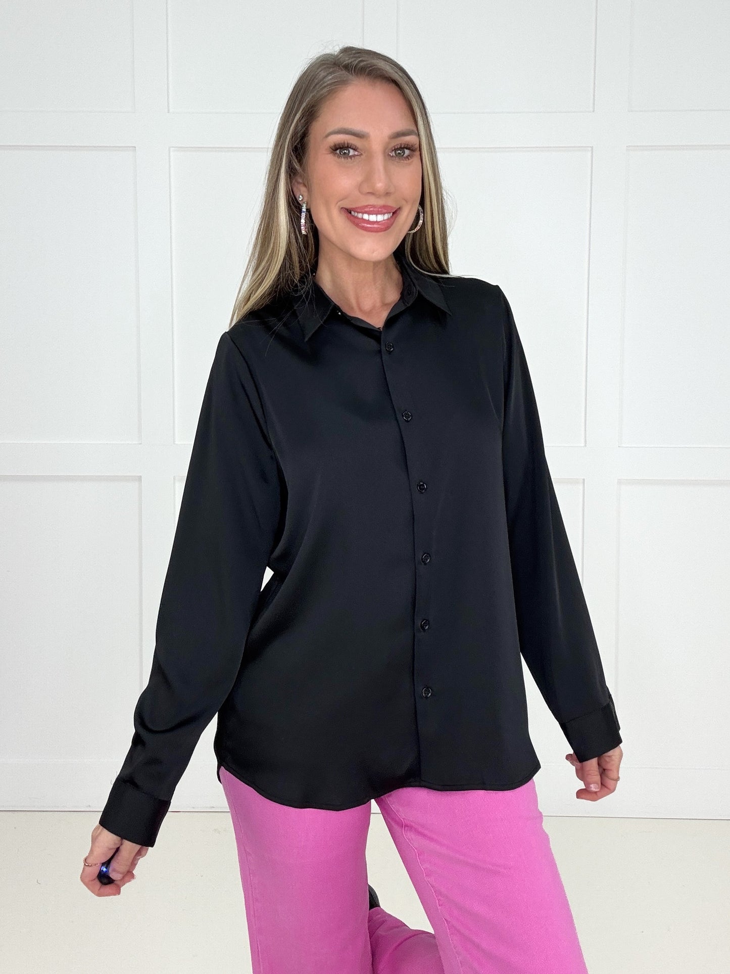Black Bold Move Button Down Blouse