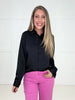 Black Bold Move Button Down Blouse