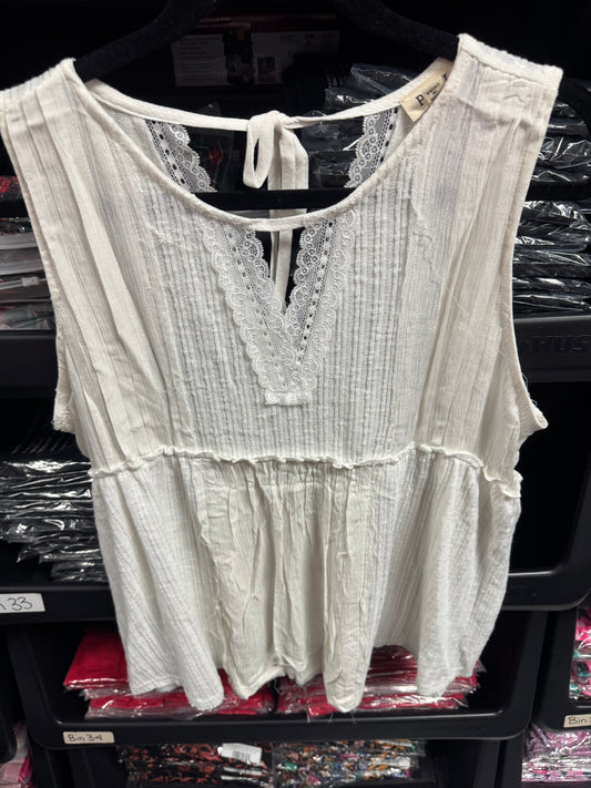 Pol White Sleeveless Babydoll Tank-120 Sleeveless- Simply Simpson's Boutique is a Women's Online Fashion Boutique Located in Jupiter, Florida