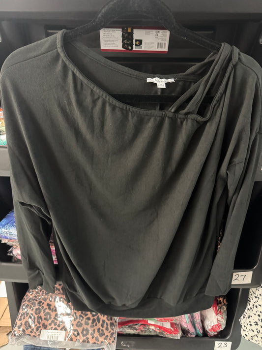 White Birch Black Long sleeve Top w Shoulder Detail-110 Long Sleeves- Simply Simpson's Boutique is a Women's Online Fashion Boutique Located in Jupiter, Florida