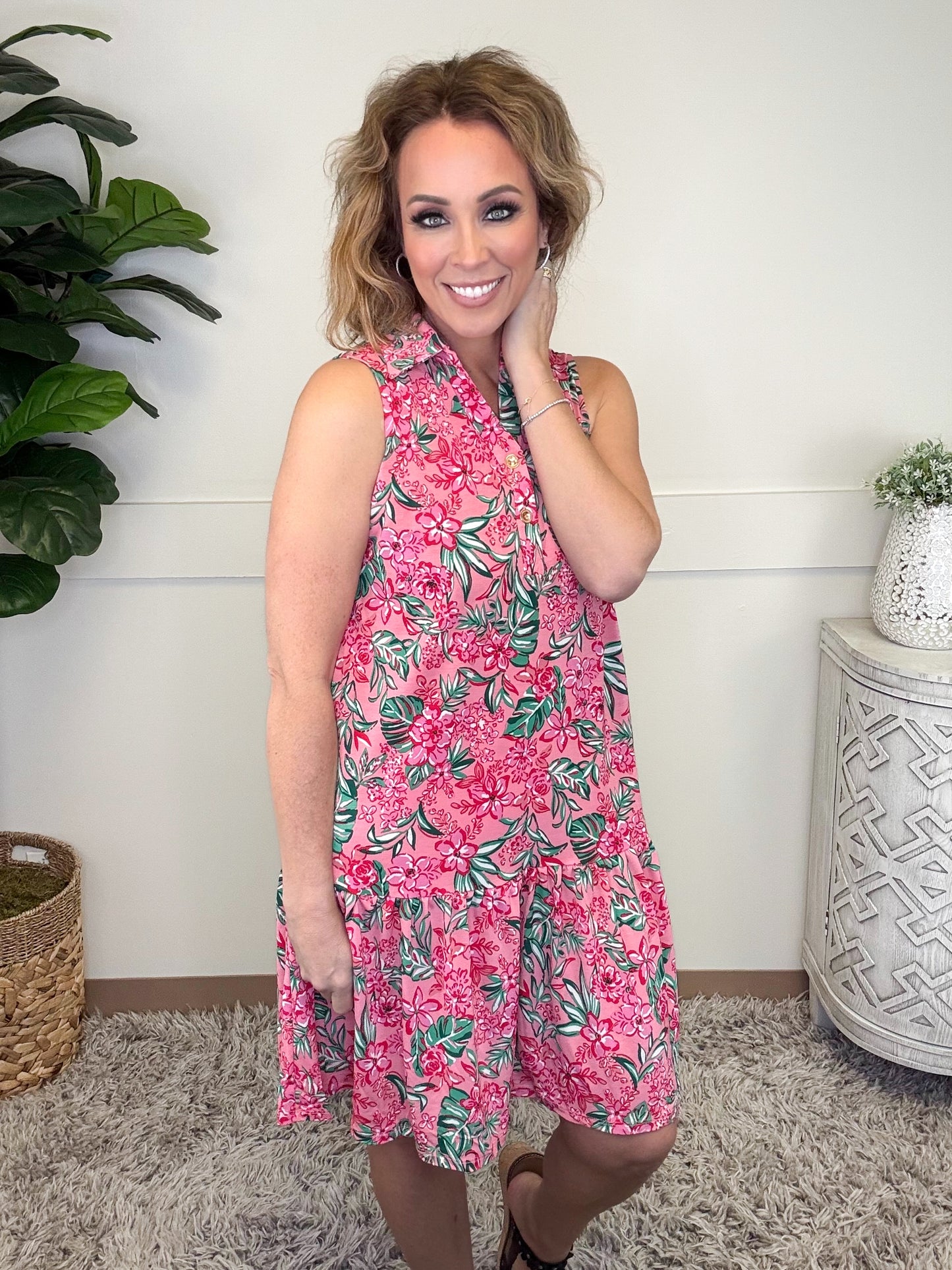 Dear Scarlett Pink Floral Dress-240 Dresses- Simply Simpson's Boutique is a Women's Online Fashion Boutique Located in Jupiter, Florida