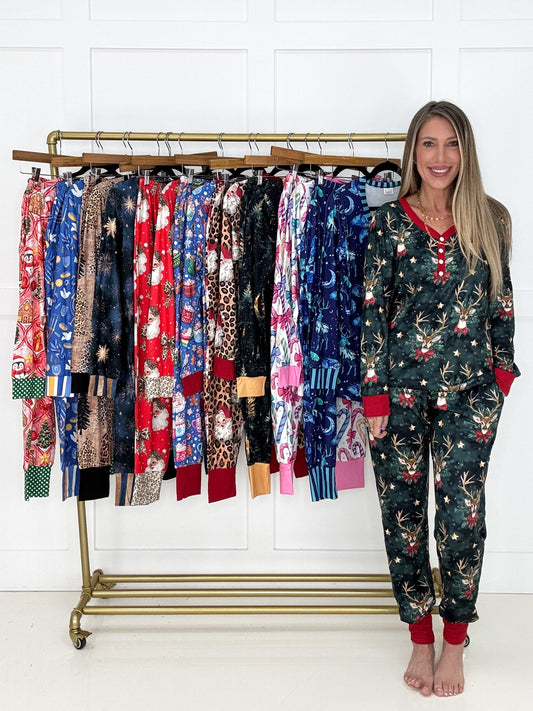 Preorder Simply Simpson 2026 Holiday Jogger Pajamas-220 Lounge wear/Pajamas- Simply Simpson's Boutique is a Women's Online Fashion Boutique Located in Jupiter, Florida