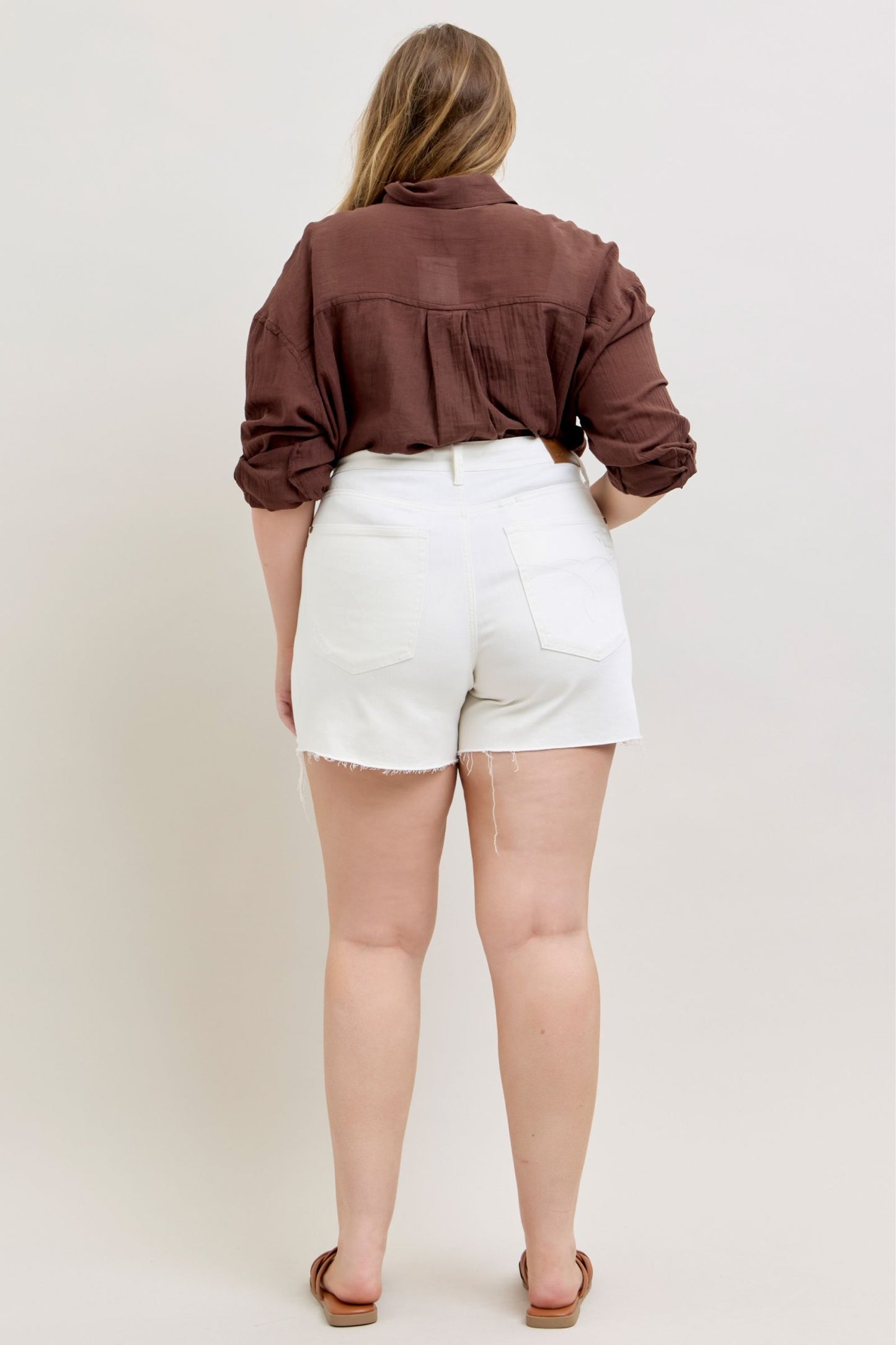 Judy Blue Coastal Classic White Relaxed Shorts w/ Cell Phone Back Pocket-190 Skirts/Shorts- Simply Simpson's Boutique is a Women's Online Fashion Boutique Located in Jupiter, Florida