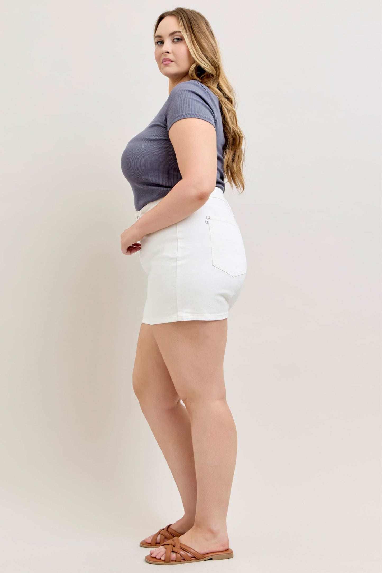 Judy Blue Salt & Sand White Shorts-190 Skirts/Shorts- Simply Simpson's Boutique is a Women's Online Fashion Boutique Located in Jupiter, Florida