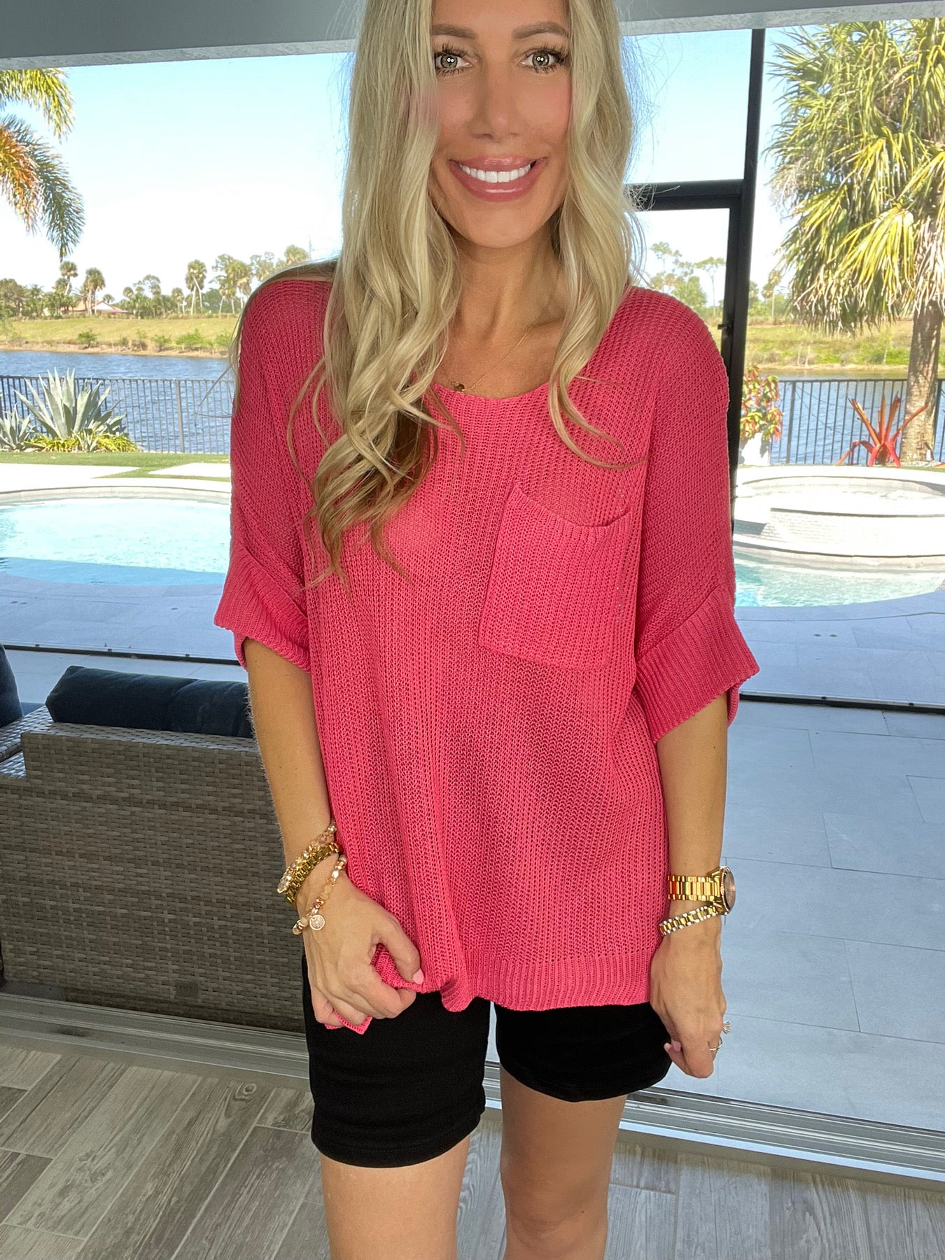 Picnic Time Short Sleeve Sweater-100 Short Sleeves- Simply Simpson's Boutique is a Women's Online Fashion Boutique Located in Jupiter, Florida