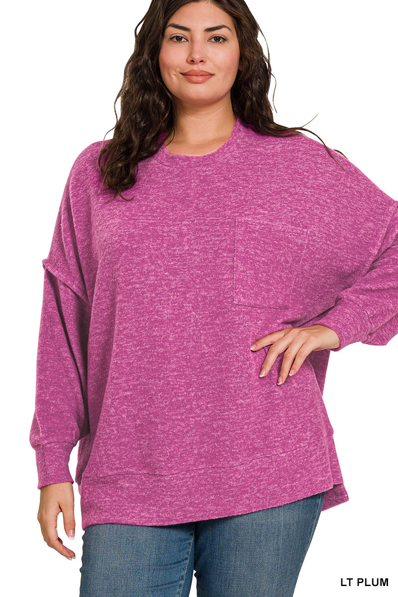 Brushed Melange Drop Shoulder Oversized Sweater-150 Sweaters- Simply Simpson's Boutique is a Women's Online Fashion Boutique Located in Jupiter, Florida