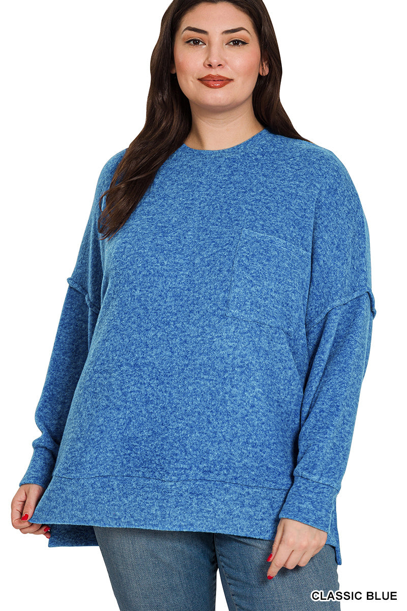 Brushed Melange Drop Shoulder Oversized Sweater-150 Sweaters- Simply Simpson's Boutique is a Women's Online Fashion Boutique Located in Jupiter, Florida