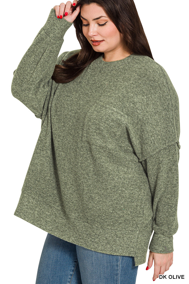 Brushed Melange Drop Shoulder Oversized Sweater-150 Sweaters- Simply Simpson's Boutique is a Women's Online Fashion Boutique Located in Jupiter, Florida