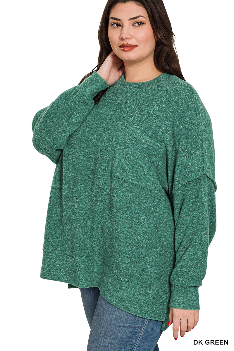 Brushed Melange Drop Shoulder Oversized Sweater-150 Sweaters- Simply Simpson's Boutique is a Women's Online Fashion Boutique Located in Jupiter, Florida