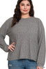 Soft Melange Hacci Round Neck Long Sleeve-110 Long Sleeves- Simply Simpson's Boutique is a Women's Online Fashion Boutique Located in Jupiter, Florida