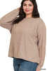 Soft Melange Hacci Round Neck Long Sleeve-110 Long Sleeves- Simply Simpson's Boutique is a Women's Online Fashion Boutique Located in Jupiter, Florida