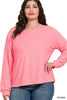 Soft Melange Hacci Round Neck Long Sleeve-110 Long Sleeves- Simply Simpson's Boutique is a Women's Online Fashion Boutique Located in Jupiter, Florida