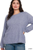 Soft Melange Hacci Round Neck Long Sleeve-110 Long Sleeves- Simply Simpson's Boutique is a Women's Online Fashion Boutique Located in Jupiter, Florida