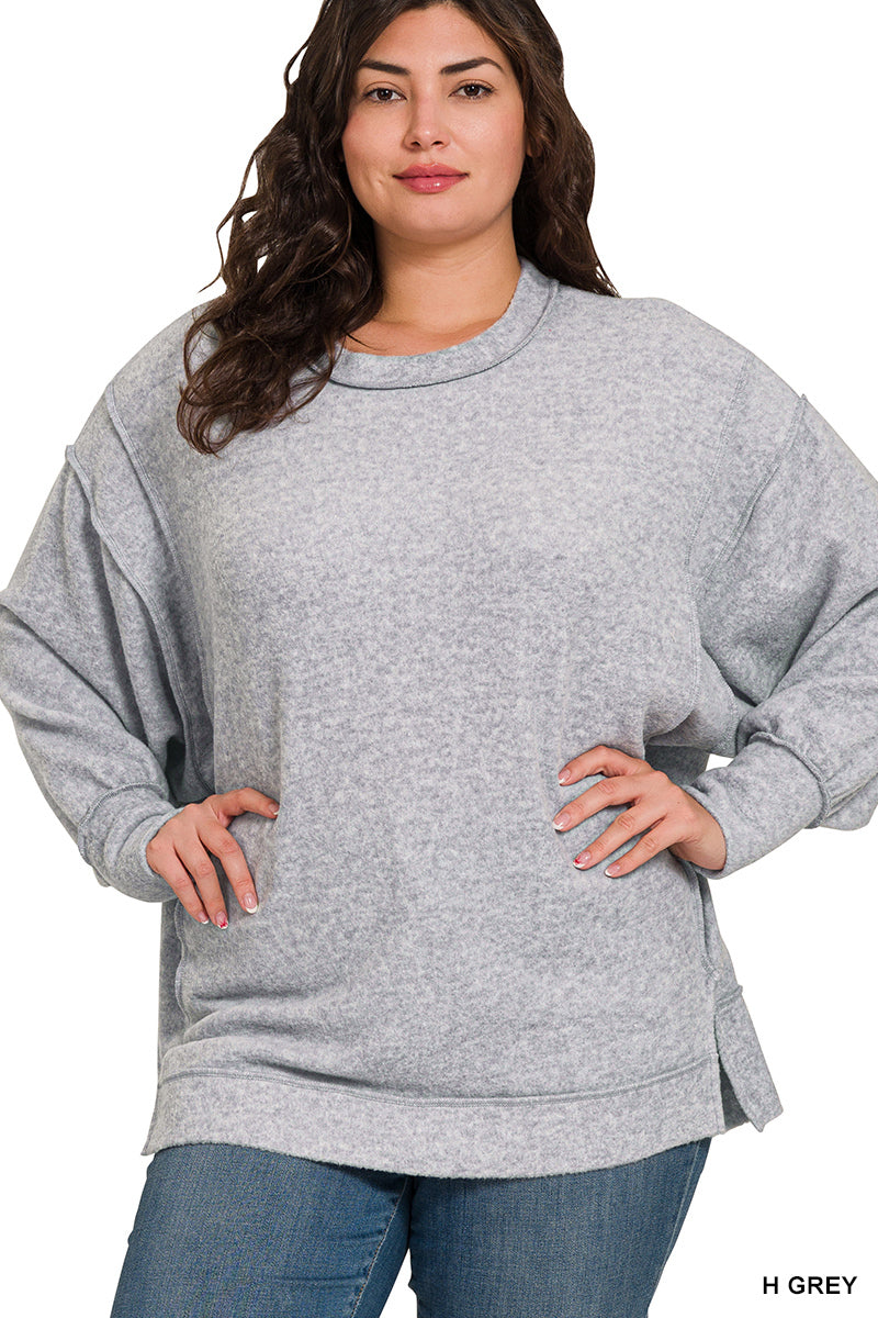 Brushed Melange Hacci Oversized Sweater-150 Sweaters- Simply Simpson's Boutique is a Women's Online Fashion Boutique Located in Jupiter, Florida