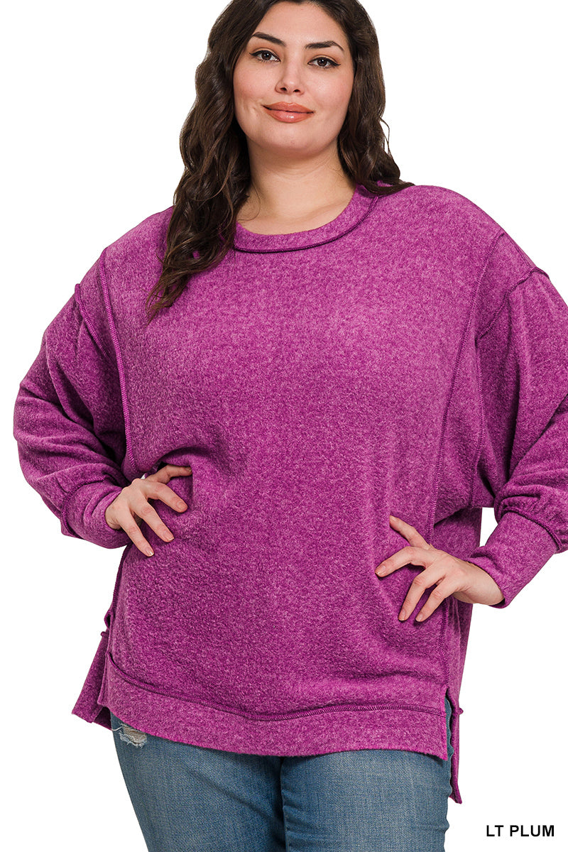 Brushed Melange Hacci Oversized Sweater-150 Sweaters- Simply Simpson's Boutique is a Women's Online Fashion Boutique Located in Jupiter, Florida