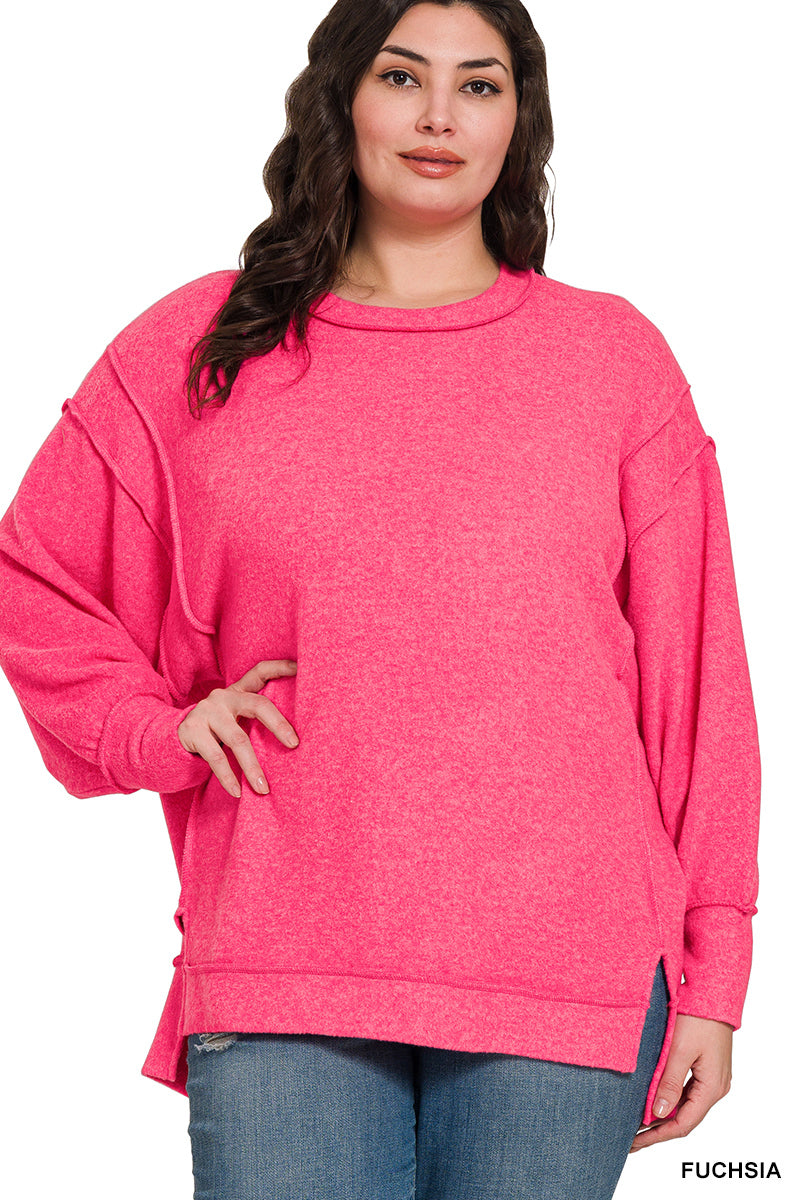 Brushed Melange Hacci Oversized Sweater-150 Sweaters- Simply Simpson's Boutique is a Women's Online Fashion Boutique Located in Jupiter, Florida