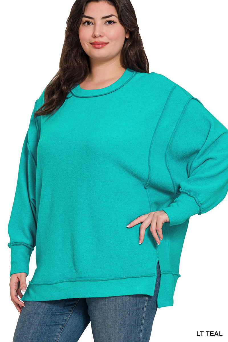 Brushed Melange Hacci Oversized Sweater-150 Sweaters- Simply Simpson's Boutique is a Women's Online Fashion Boutique Located in Jupiter, Florida