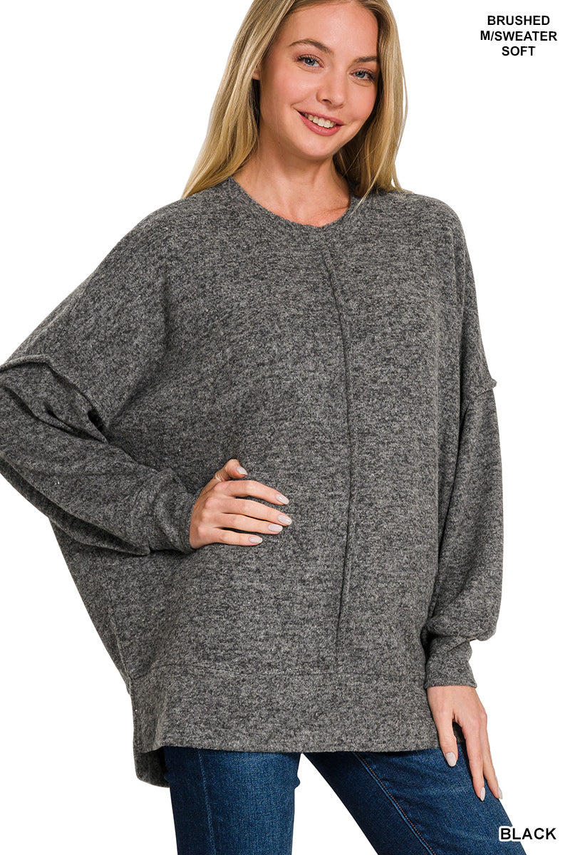 Brushed Melange Hacci Oversized Sweater-150 Sweaters- Simply Simpson's Boutique is a Women's Online Fashion Boutique Located in Jupiter, Florida