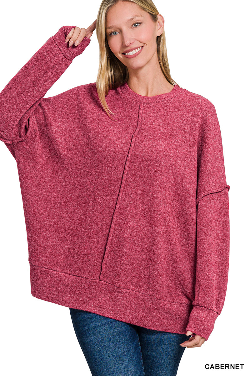 Brushed Melange Hacci Oversized Sweater-150 Sweaters- Simply Simpson's Boutique is a Women's Online Fashion Boutique Located in Jupiter, Florida