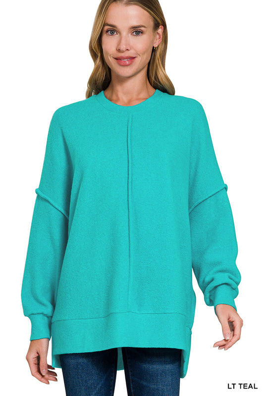 Brushed Melange Hacci Oversized Sweater-150 Sweaters- Simply Simpson's Boutique is a Women's Online Fashion Boutique Located in Jupiter, Florida