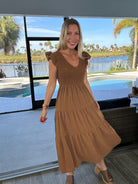 Flutter Sleeve Midi Dress-240 Dresses- Simply Simpson's Boutique is a Women's Online Fashion Boutique Located in Jupiter, Florida