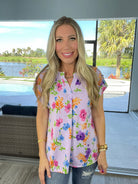 Dear Scarlett Purple Floral Short Sleeve Lizzy-100 Short Sleeves- Simply Simpson's Boutique is a Women's Online Fashion Boutique Located in Jupiter, Florida