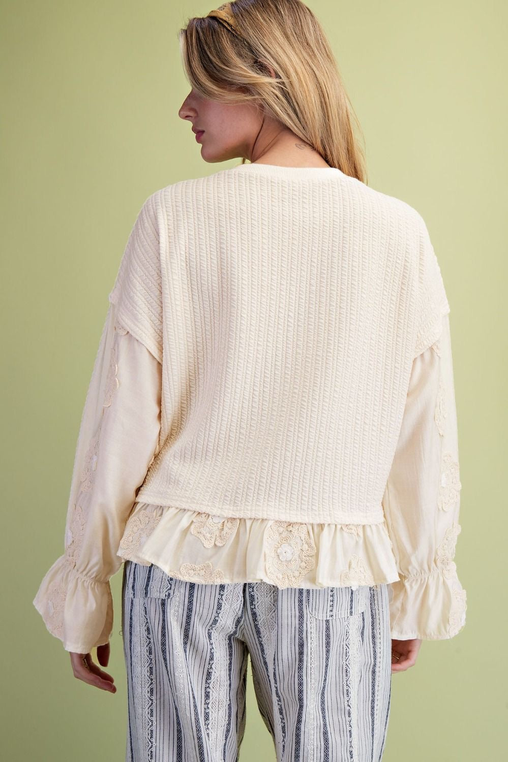 Cream Romance Lace Detail Top
