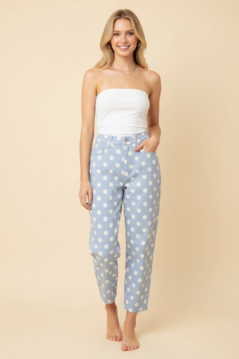 Chambray Dreamy Dots Pants-210 Other Bottoms- Simply Simpson's Boutique is a Women's Online Fashion Boutique Located in Jupiter, Florida