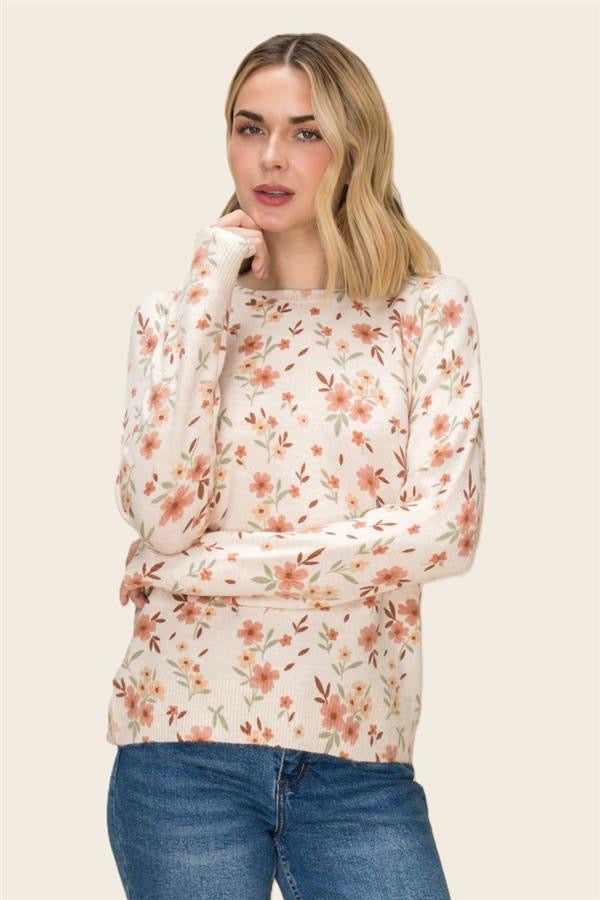 Sunset Fields Floral Sweater-150 Sweaters- Simply Simpson's Boutique is a Women's Online Fashion Boutique Located in Jupiter, Florida