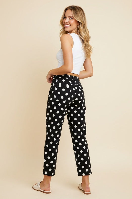 Black Dreamy Dots Pants-210 Other Bottoms- Simply Simpson's Boutique is a Women's Online Fashion Boutique Located in Jupiter, Florida