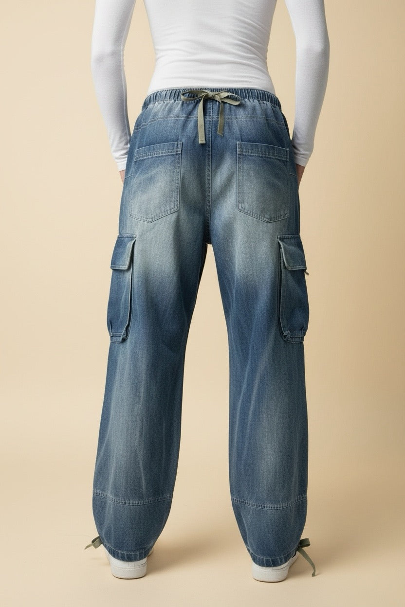 Dakota Denim Cargo Joggers-200 Jeans- Simply Simpson's Boutique is a Women's Online Fashion Boutique Located in Jupiter, Florida