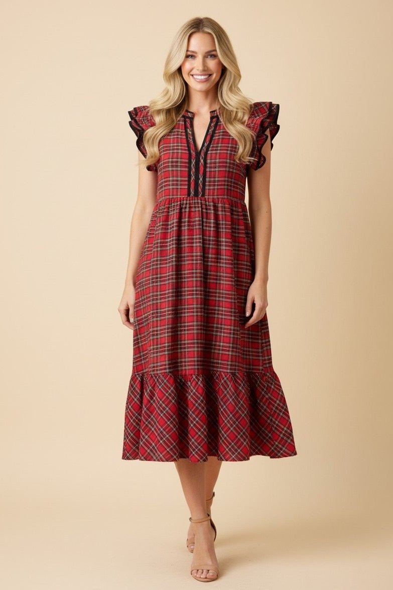 Red Tis the Season Plaid Dress-240 Dresses- Simply Simpson's Boutique is a Women's Online Fashion Boutique Located in Jupiter, Florida