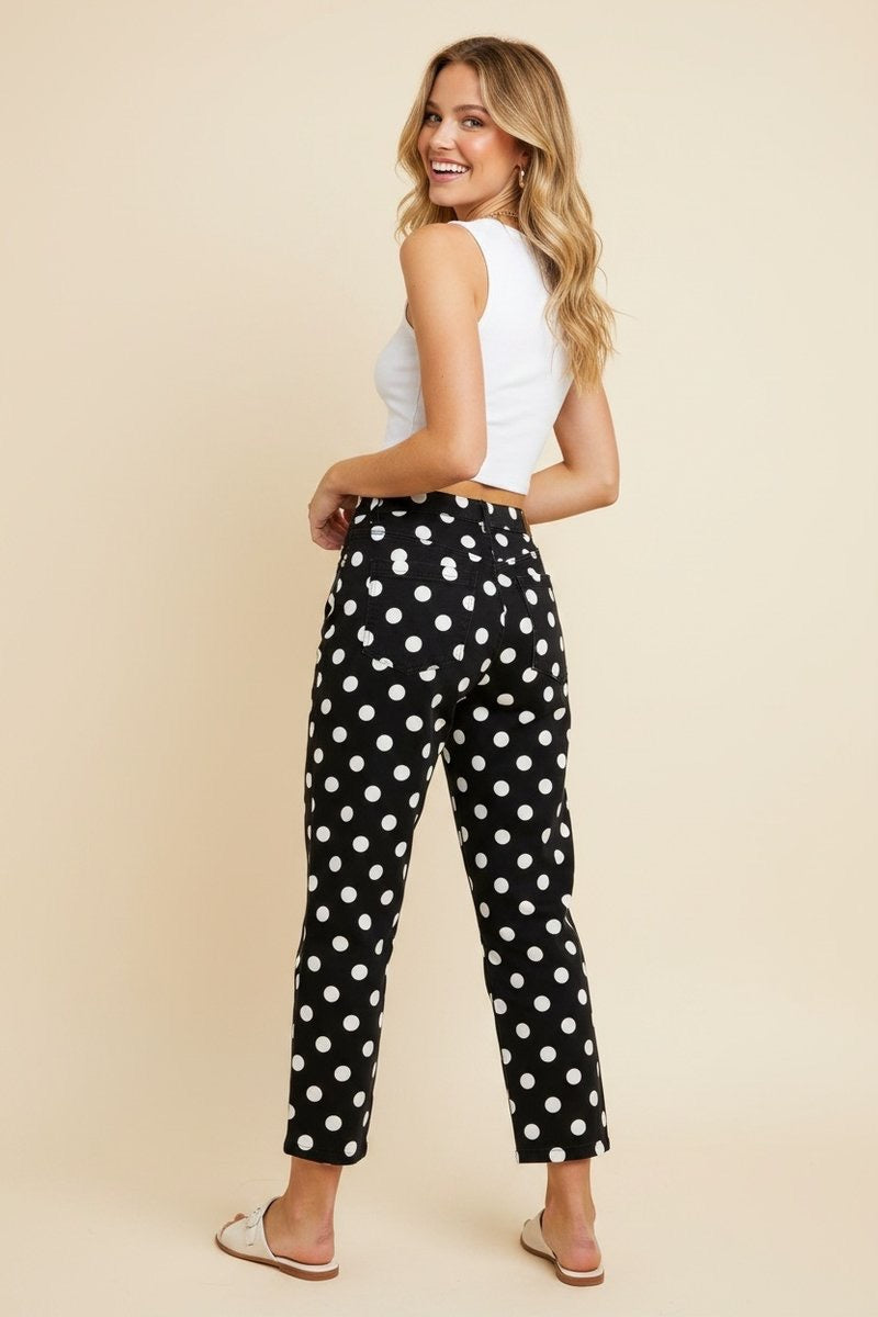 Black Dreamy Dots Pants-210 Other Bottoms- Simply Simpson's Boutique is a Women's Online Fashion Boutique Located in Jupiter, Florida