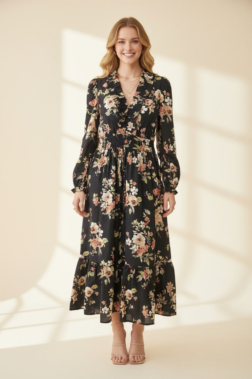 Moonlit Petals Maxi Dress