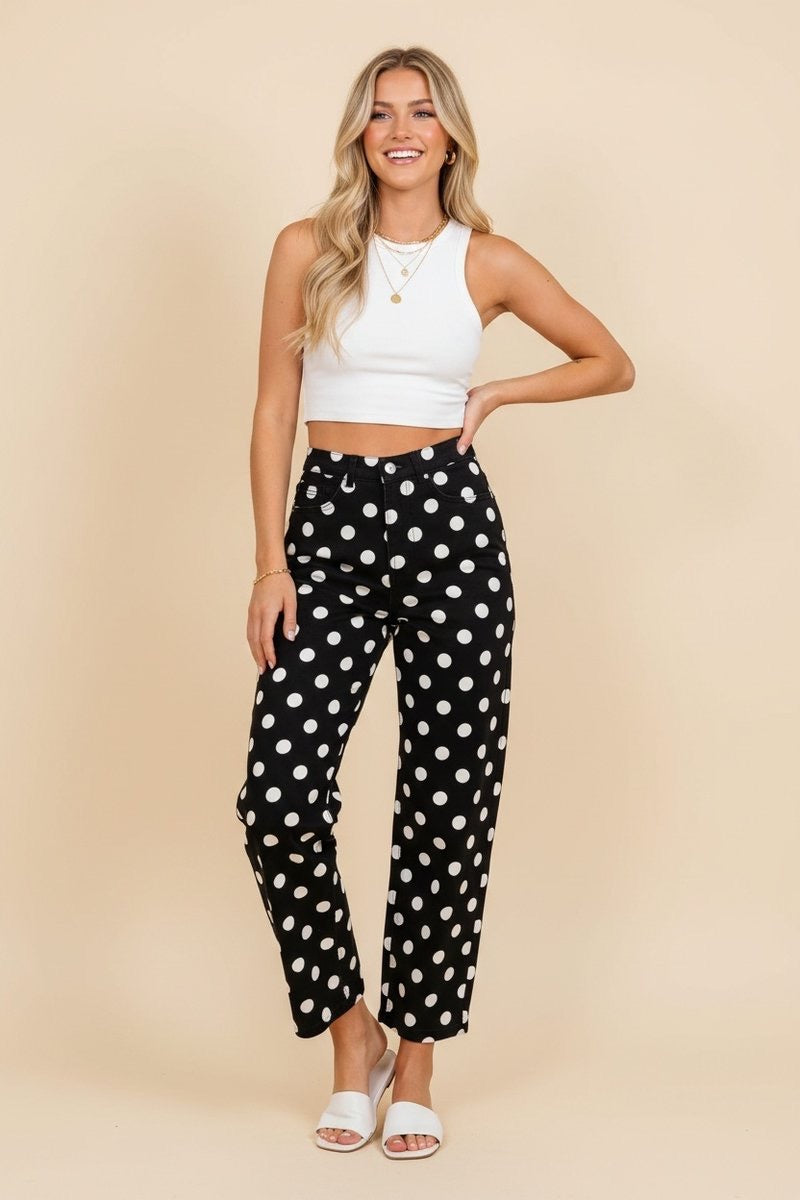 Black Dreamy Dots Pants-210 Other Bottoms- Simply Simpson's Boutique is a Women's Online Fashion Boutique Located in Jupiter, Florida