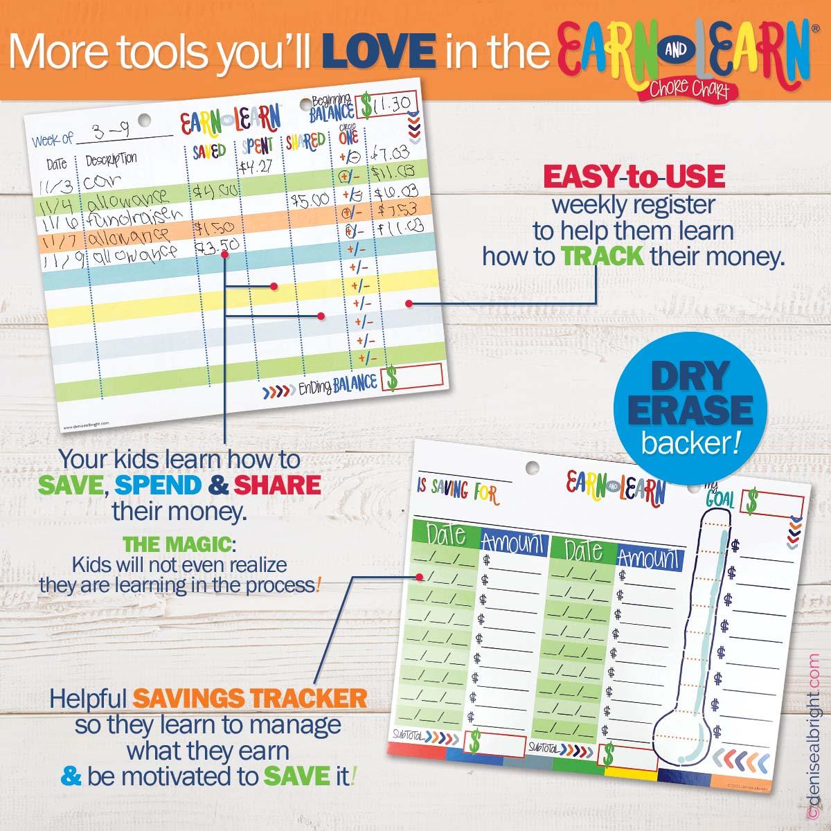 Earn & Learn® Kids Money Management Chore Chart Pad-Pads- Simply Simpson's Boutique is a Women's Online Fashion Boutique Located in Jupiter, Florida