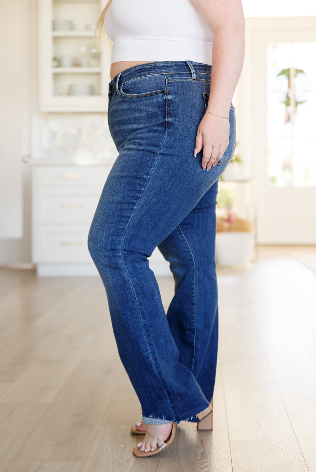 Josephine Mid Rise Raw Hem Bootcut Jeans-Jeans- Simply Simpson's Boutique is a Women's Online Fashion Boutique Located in Jupiter, Florida